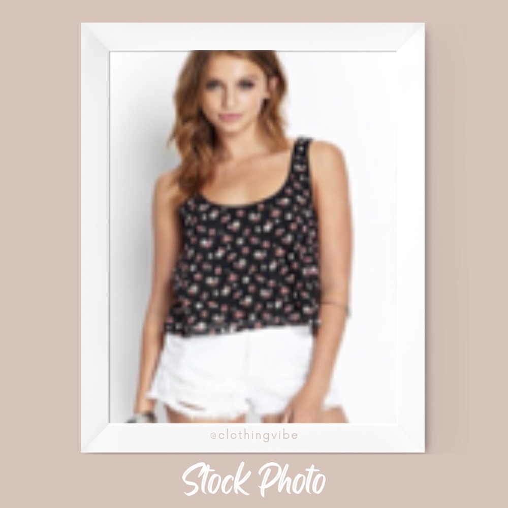 L | Black Floral Crop Top